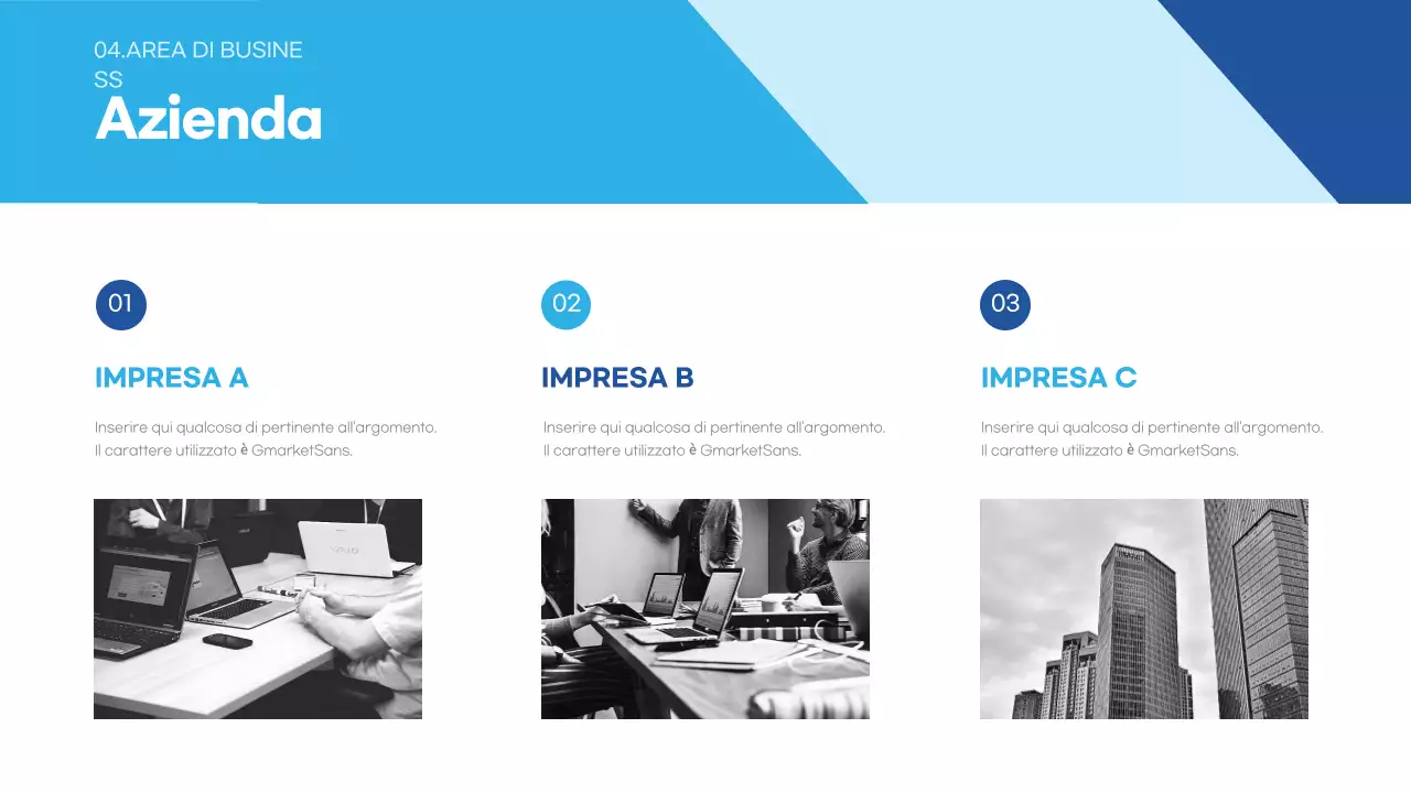 Azzurro Descrizione del business moderno