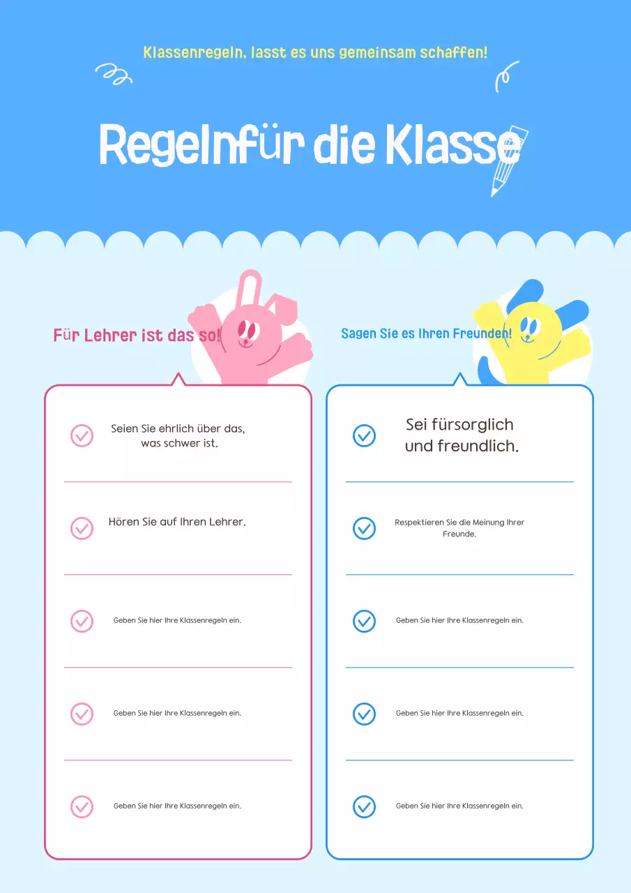 Leitfaden für hellblaue Klassenzimmerregeln