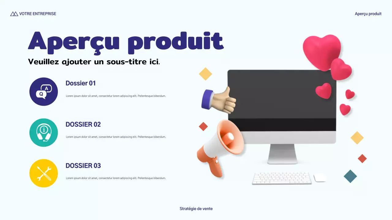 présentation de vente moderne en bleu