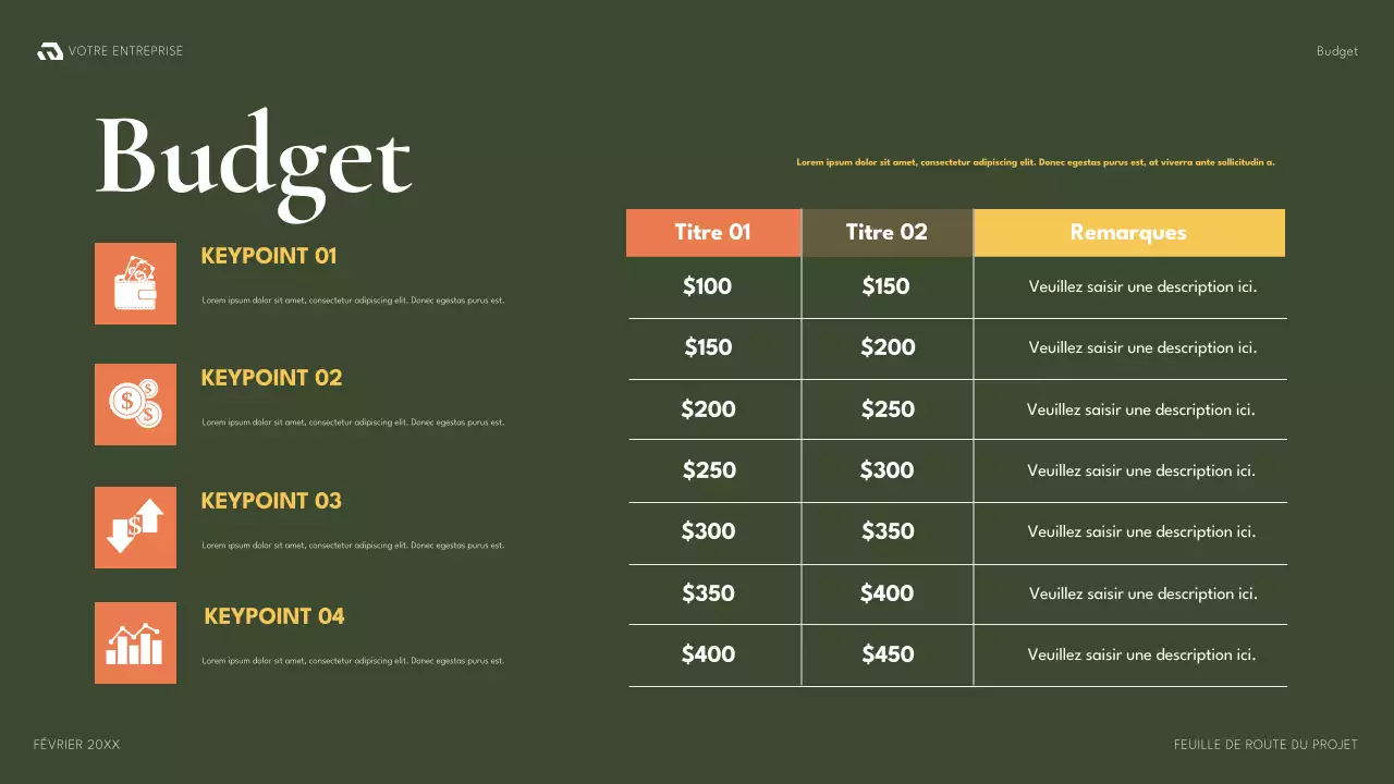 document de planification du projet vert moderne