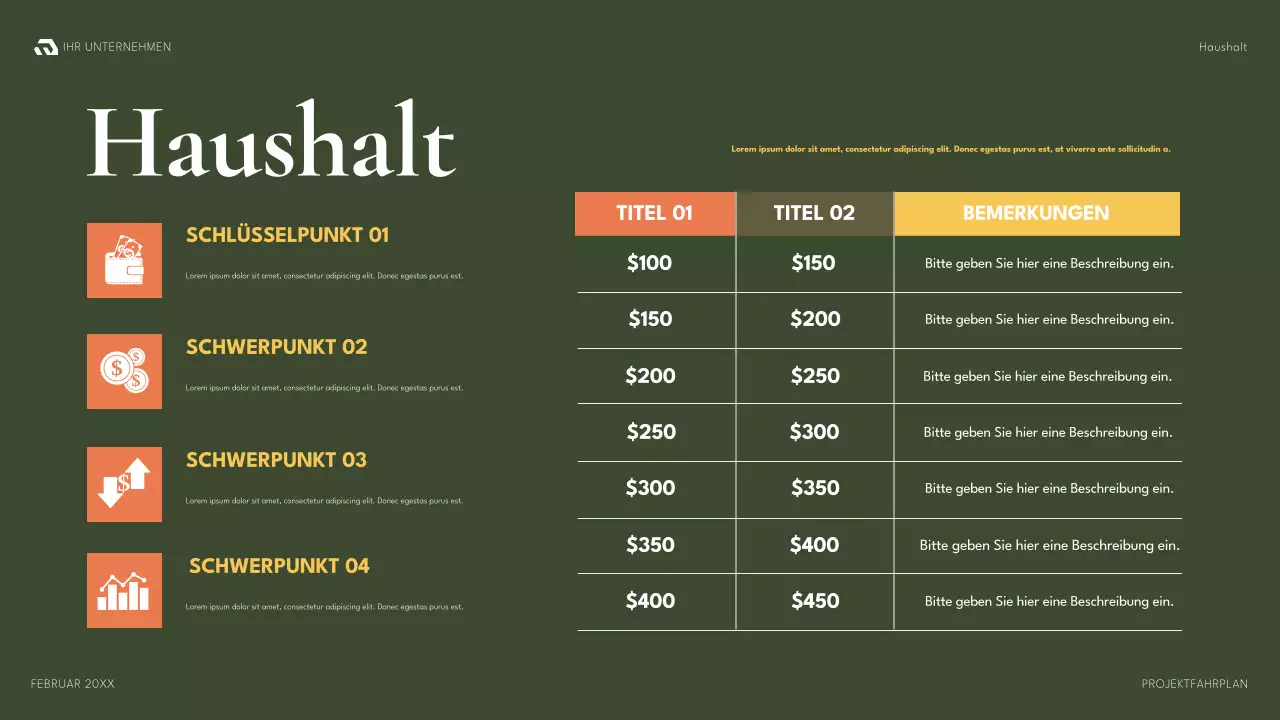 grünes modernes Projektplanungsdokument