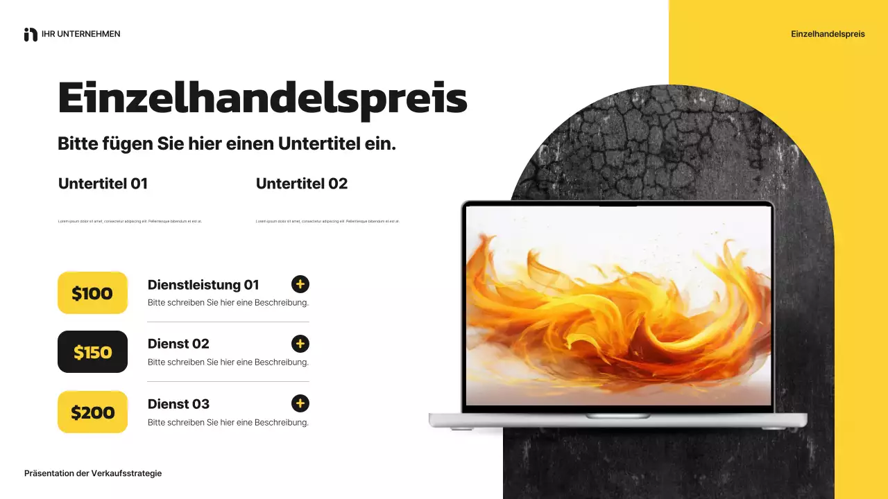 gelbe moderne Verkaufspräsentation