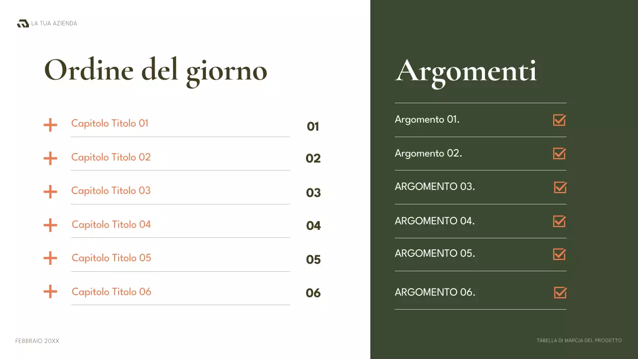 documento di piano del progetto verde moderno