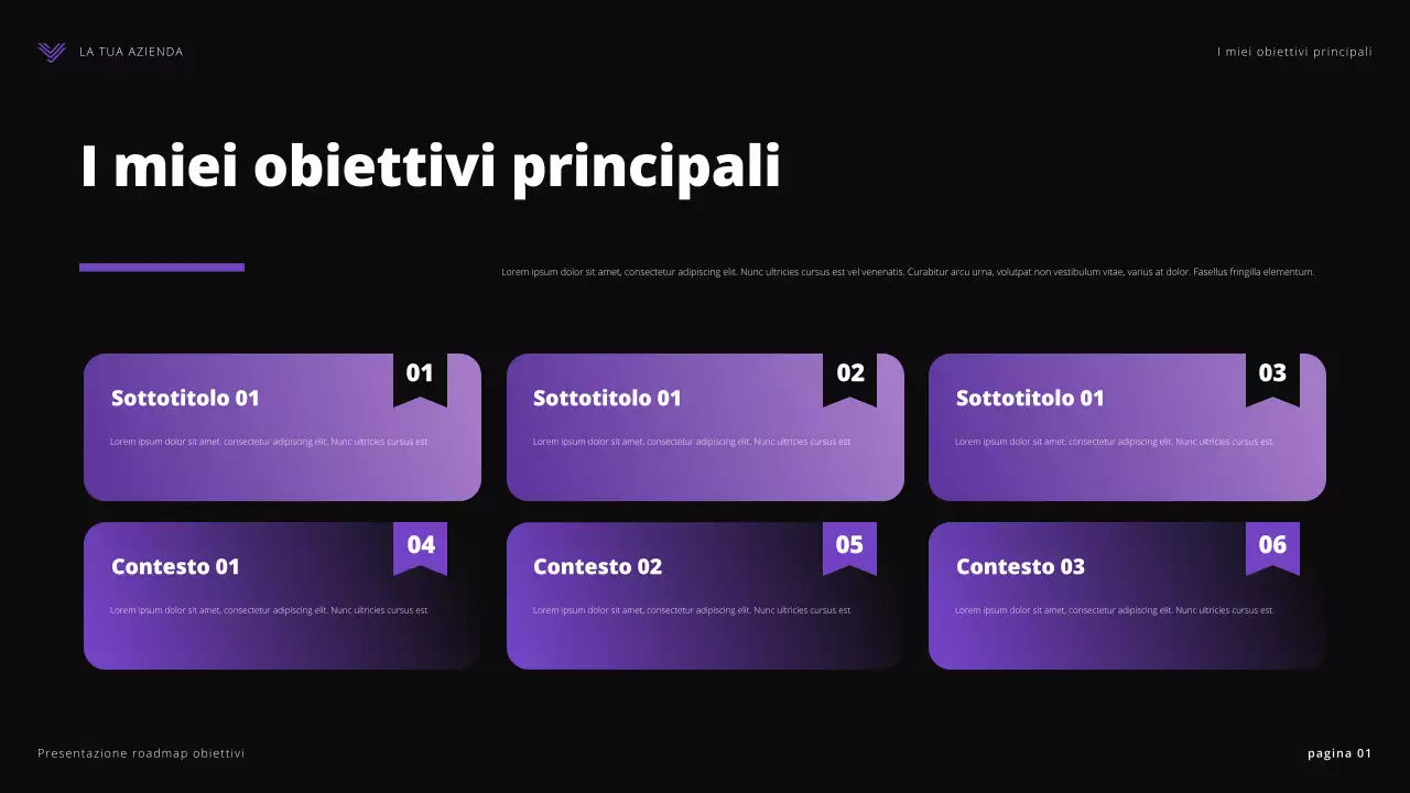 presentazione degli obiettivi moderni viola