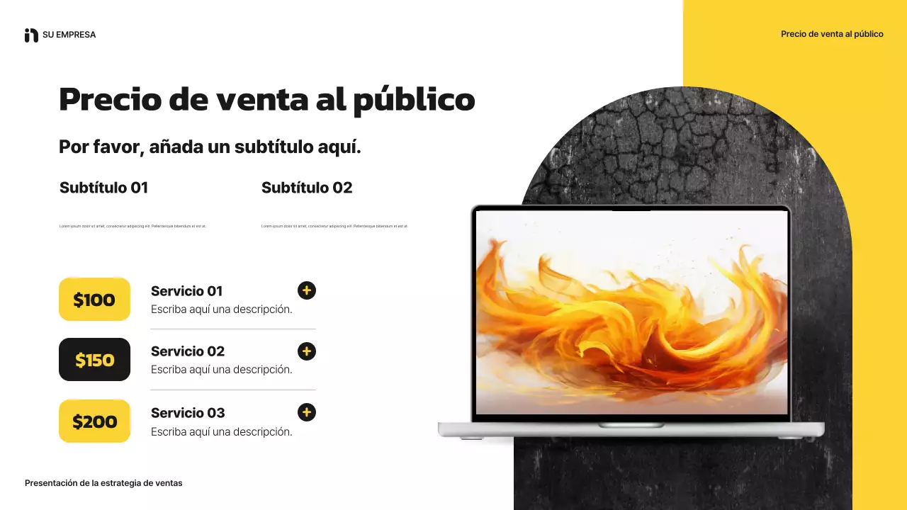 amarillo moderno presentación de ventas