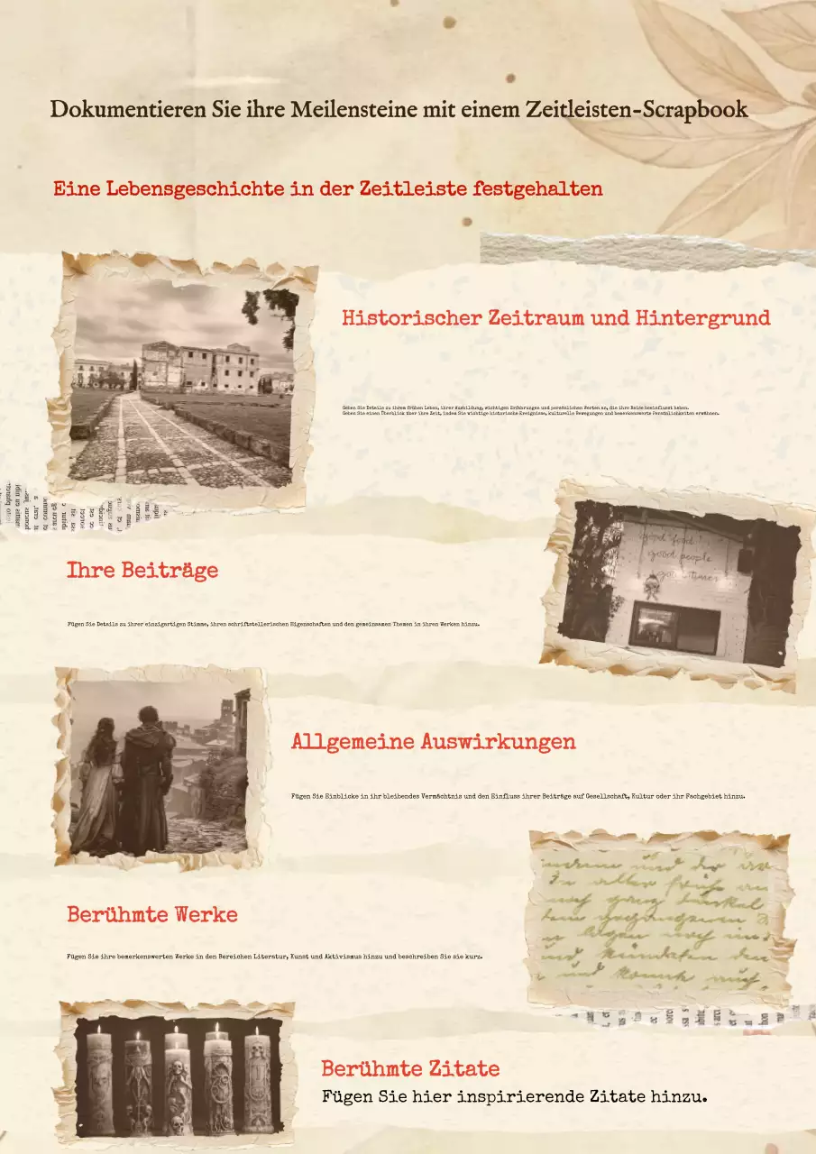 beige vintage biographie scrapbook