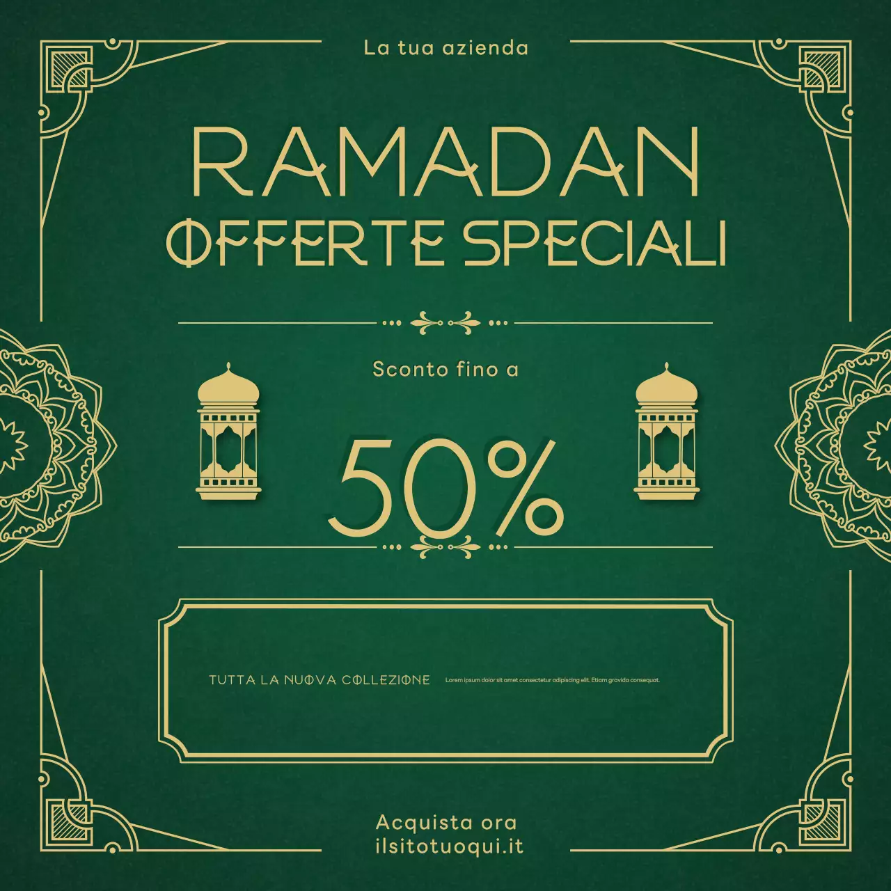 Modello di media sociali per il Ramadan per la promozione delle vendite in stile geometrico classico e lussuoso