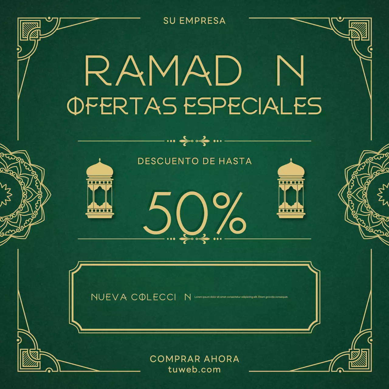 Plantilla de redes sociales de Ramadán para promoción de ventas en estilo geométrico clásico y lujoso