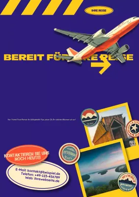 Blaues und gelbes Reisebüro-Sonderangebot