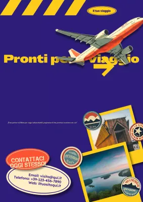 Promozione speciale dell'agenzia di viaggi blu e gialla