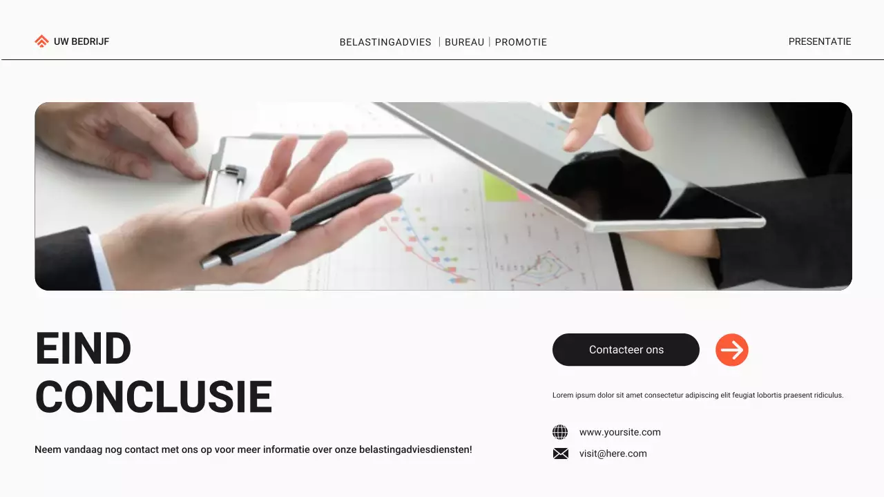 Zwart en Oranje Modern Belastingadvieskantoor Promotie