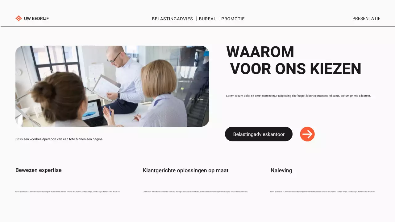 Zwart en Oranje Modern Belastingadvieskantoor Promotie