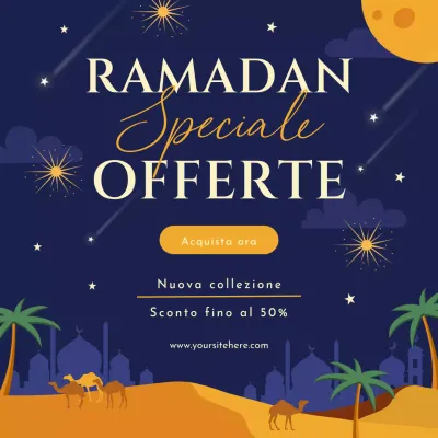 Illustrazione minimalista del modello di promozione delle vendite del Ramadan sui social media