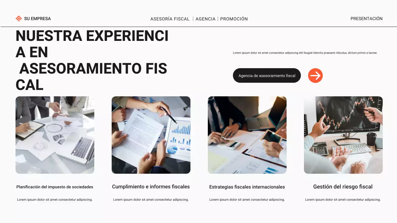 Black and Orange Modern Tax Consulting Agency Promoción