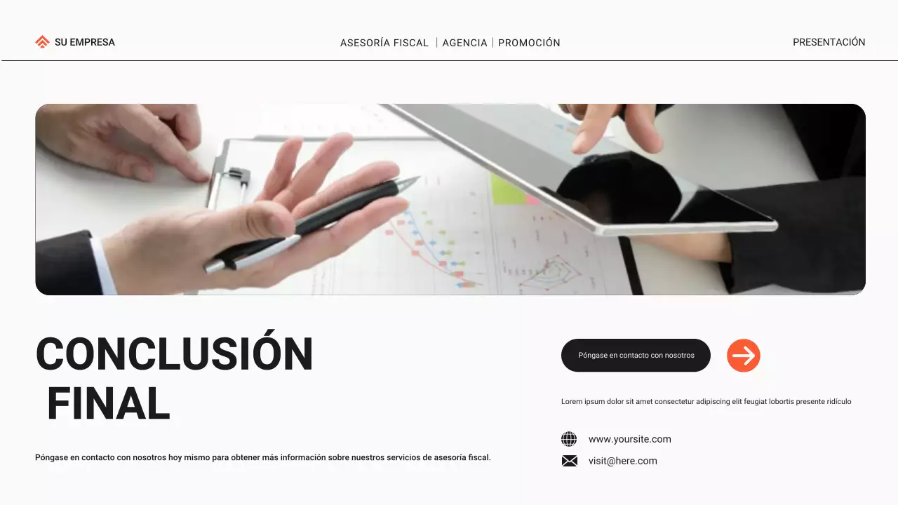 Black and Orange Modern Tax Consulting Agency Promoción