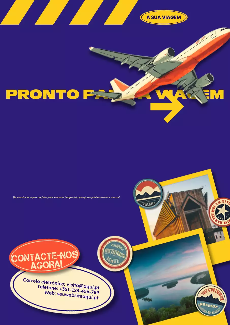 Promoção especial da agência de viagens azul e amarela