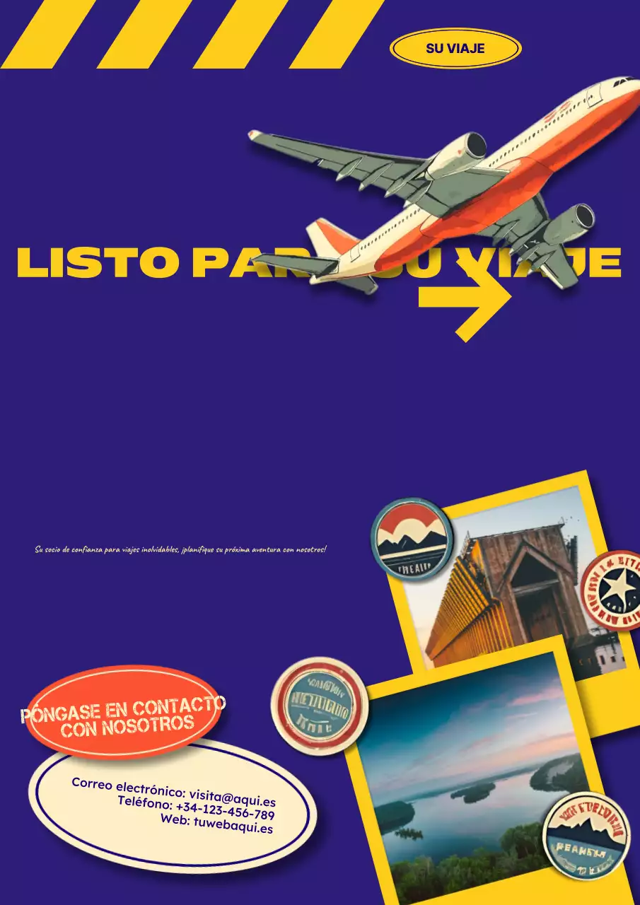 Promoción especial agencia de viajes azul y amarilla