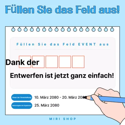Hellblaue ordentliche Veranstaltungsankündigung