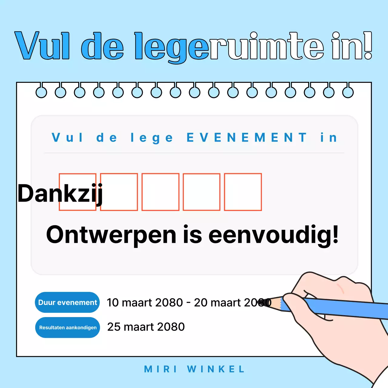 Lichtblauwe nette evenementaankondiging
