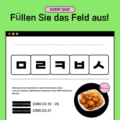 Ankündigung der jährlichen Veranstaltung "Modernes Quiz