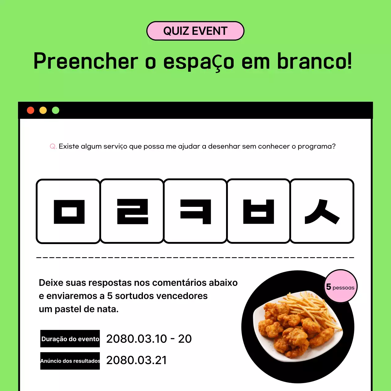 Anúncio do evento anual Quiz Moderno