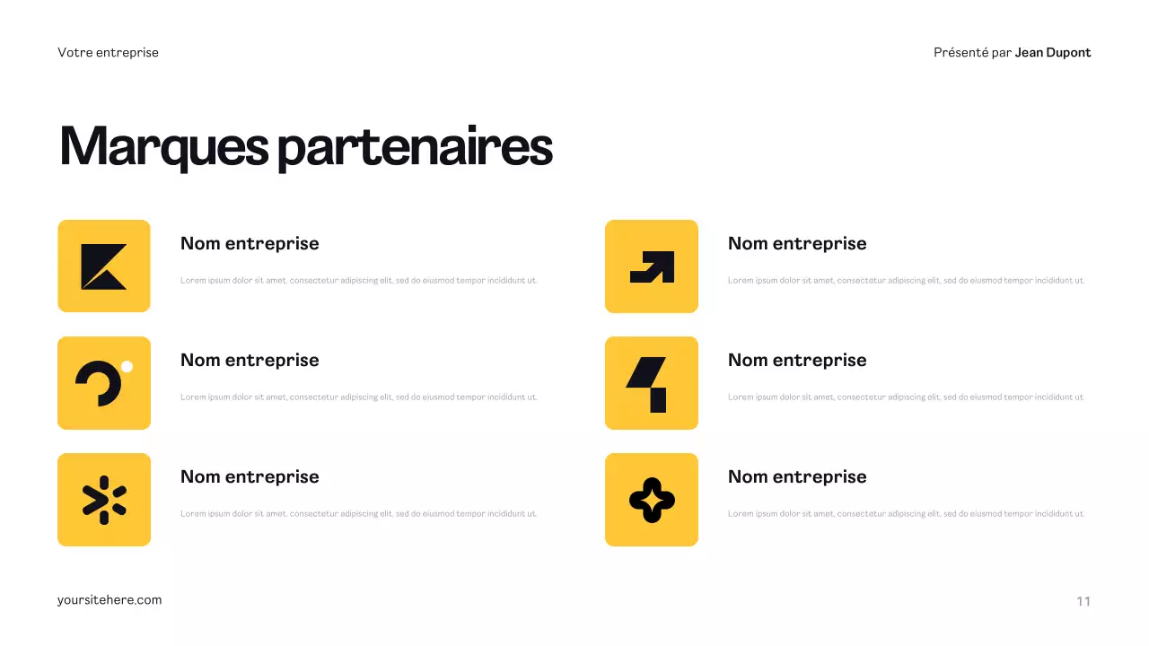 Plan de publicité moderne jaune