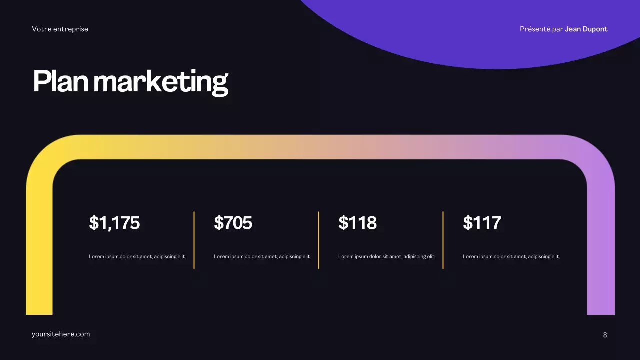Plan de publicité moderne jaune