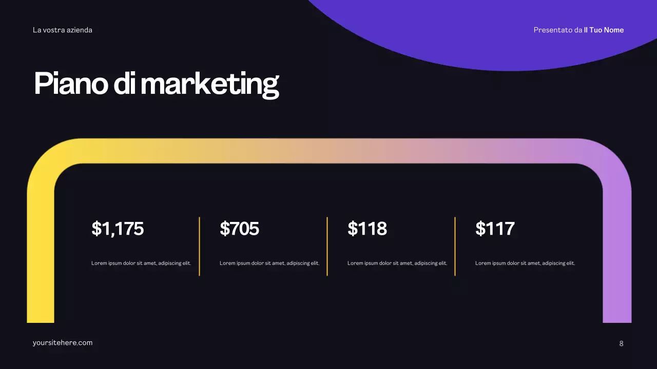 Piano pubblicitario giallo moderno