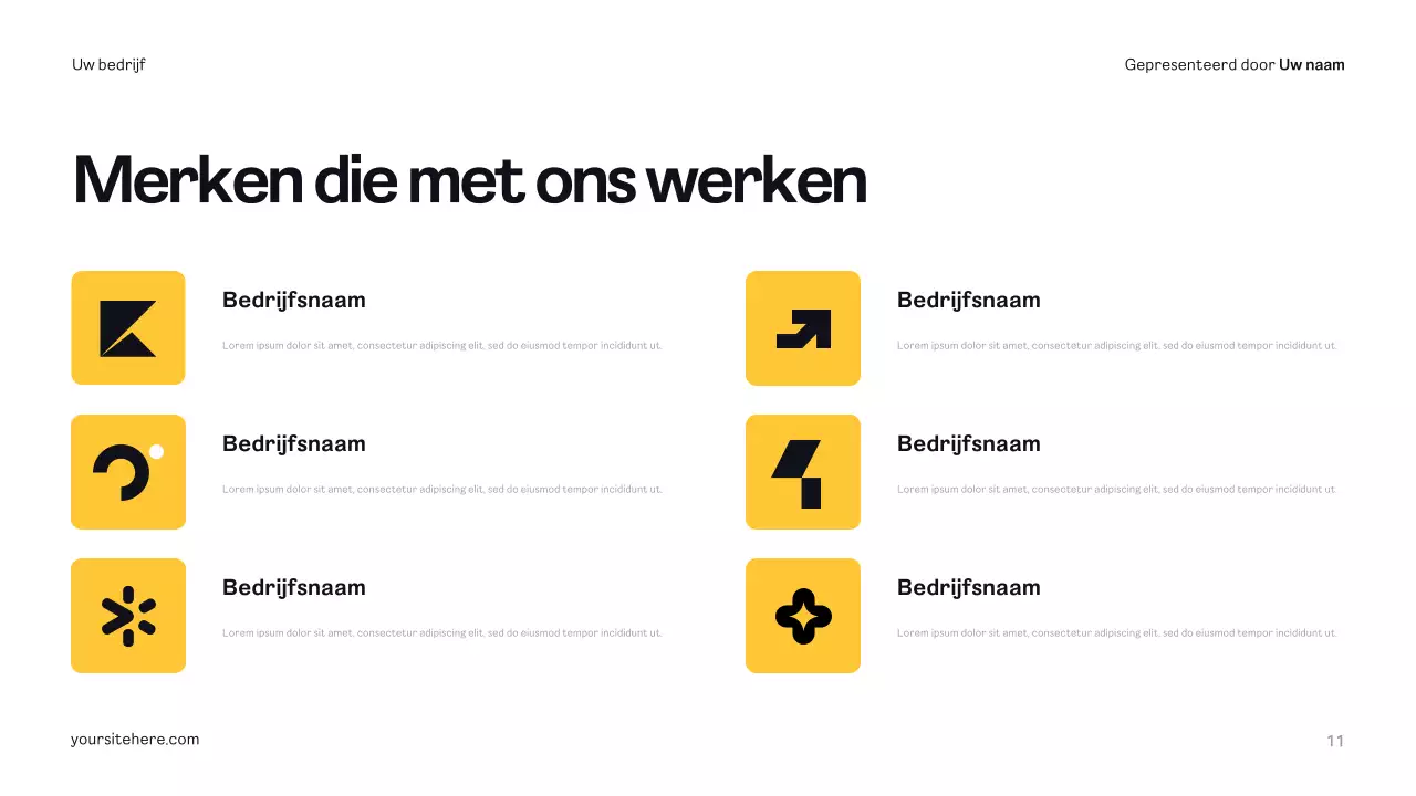 Geel modern reclameplan