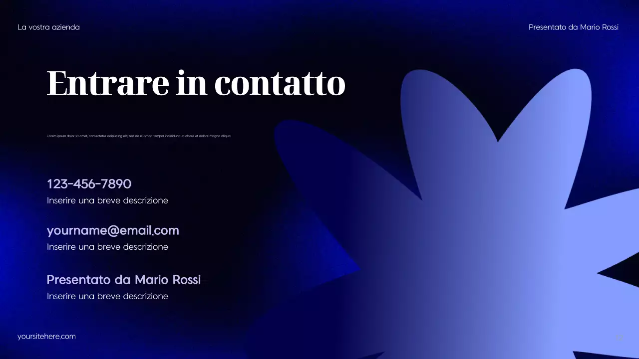 Piano pubblicitario moderno blu