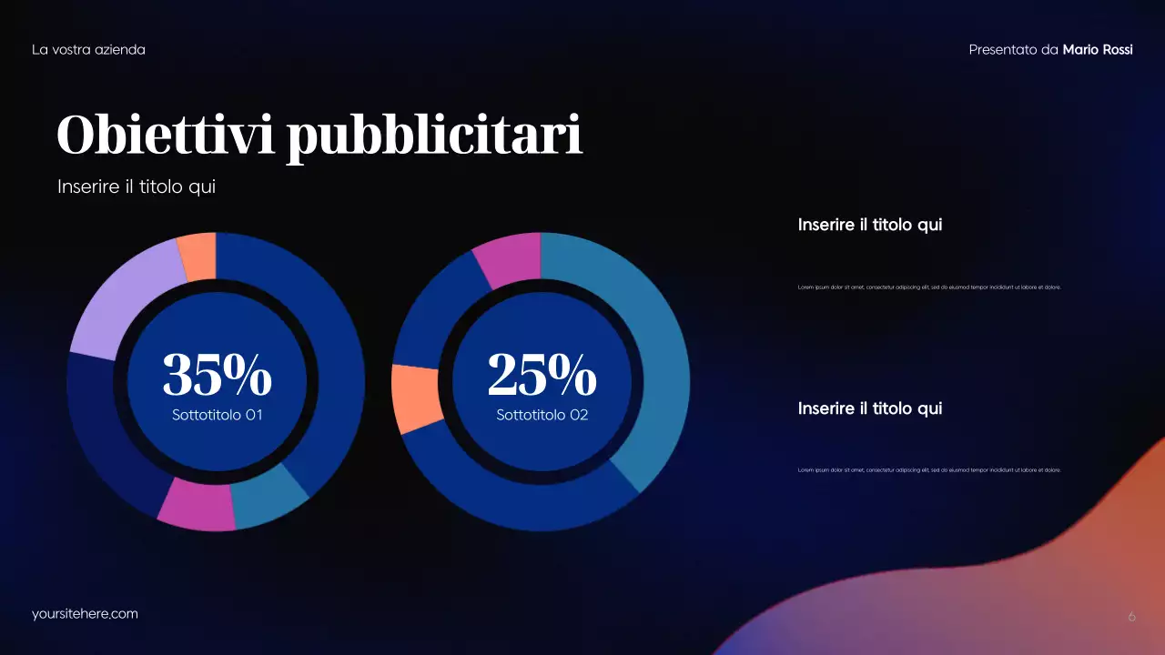 Piano pubblicitario moderno blu