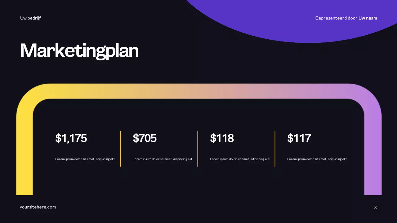 Geel modern reclameplan