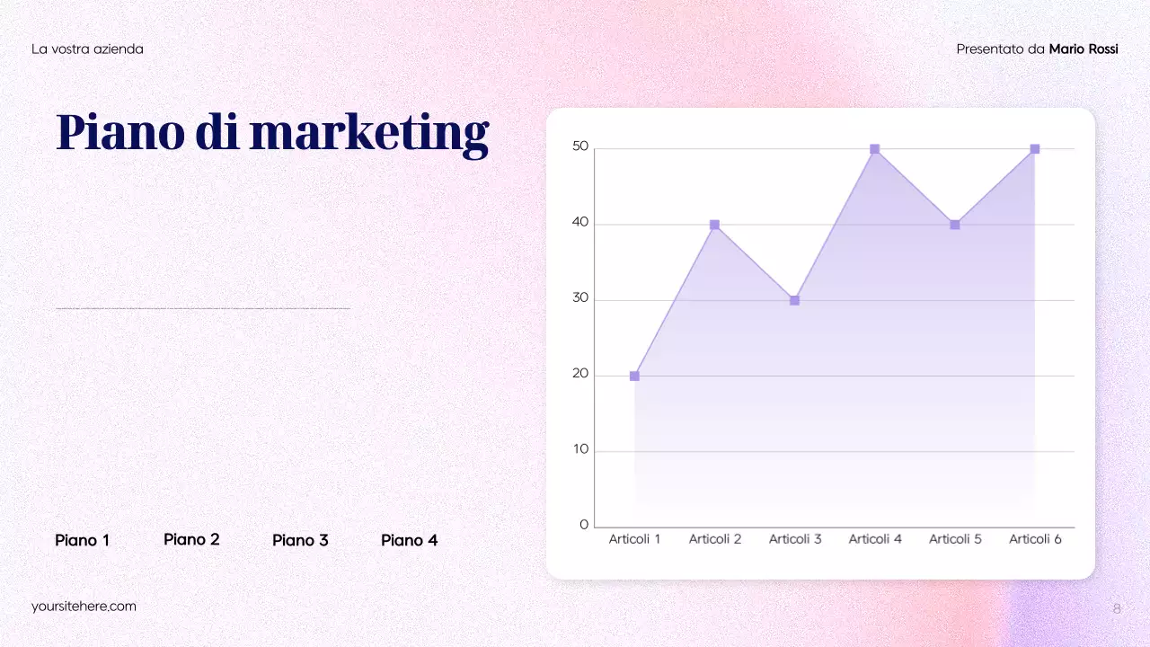 Piano pubblicitario moderno blu