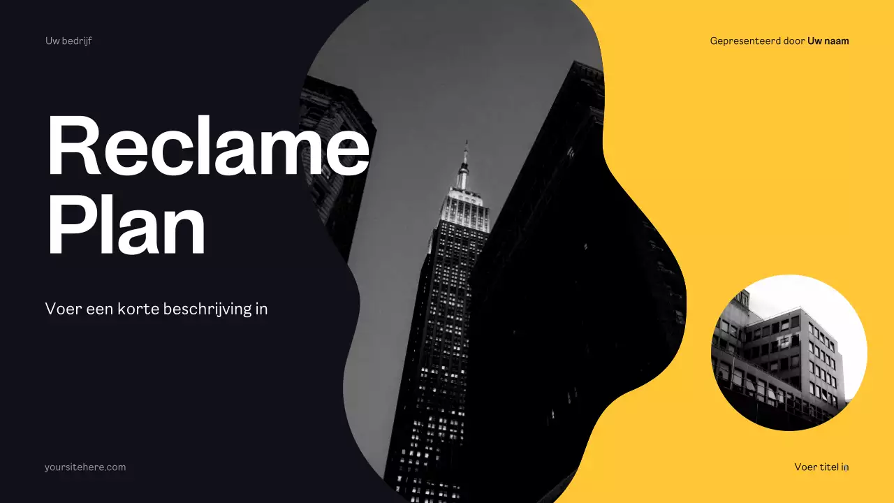 Geel modern reclameplan