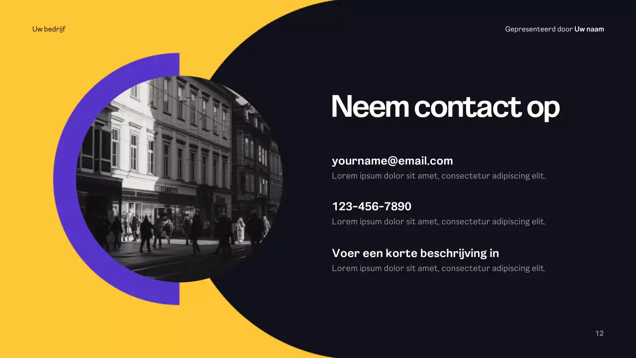 Geel modern reclameplan