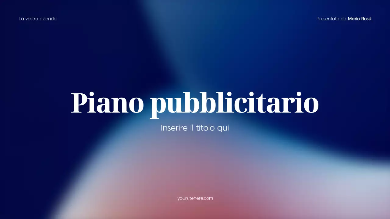 Piano pubblicitario moderno blu