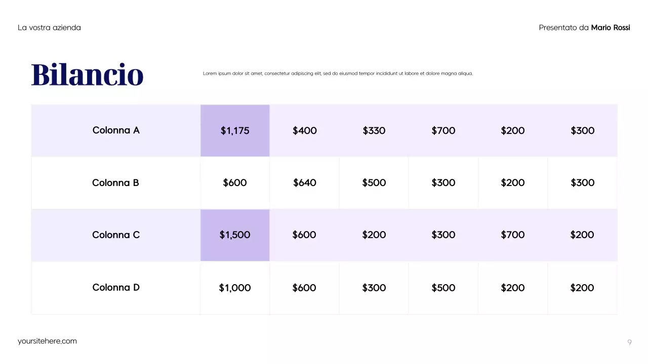 Piano pubblicitario moderno blu