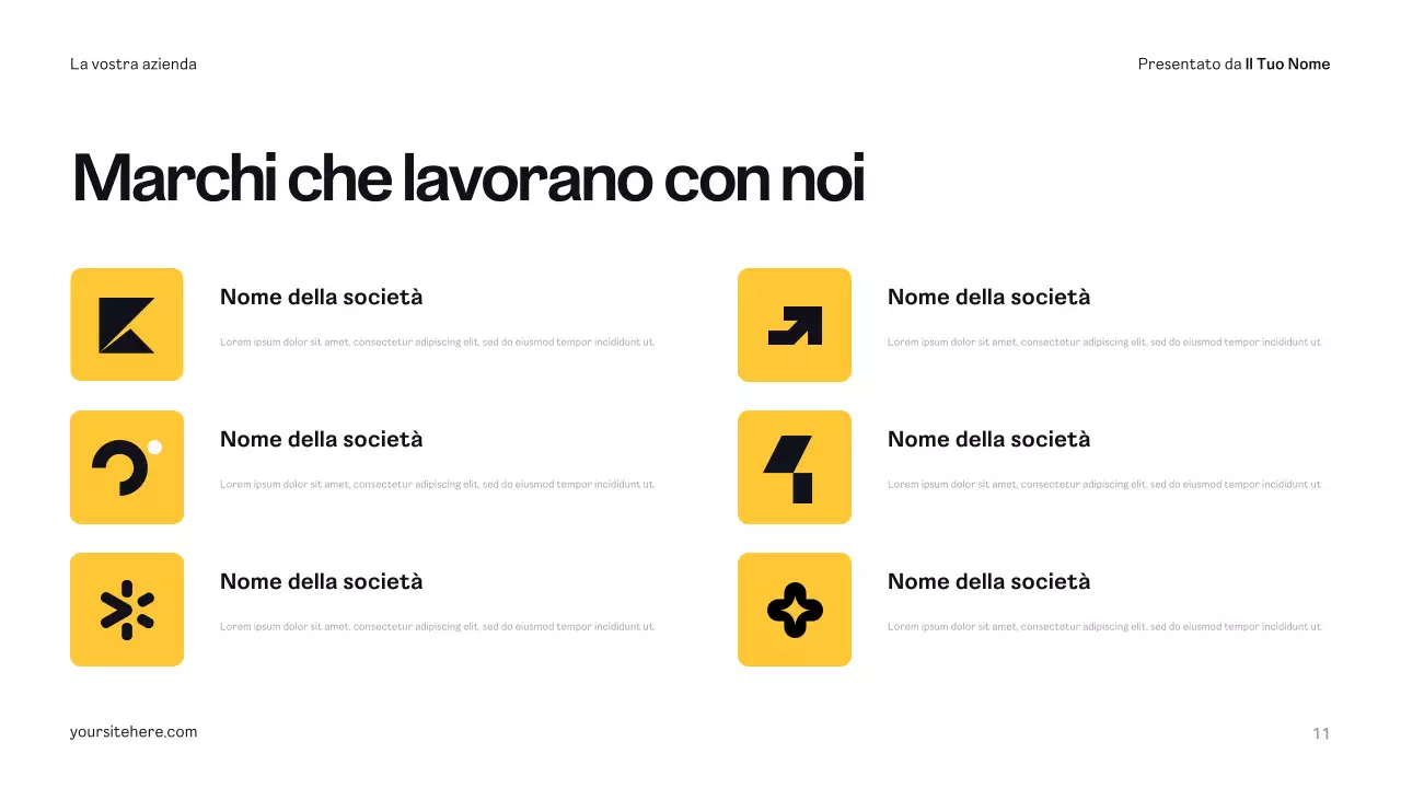 Piano pubblicitario giallo moderno
