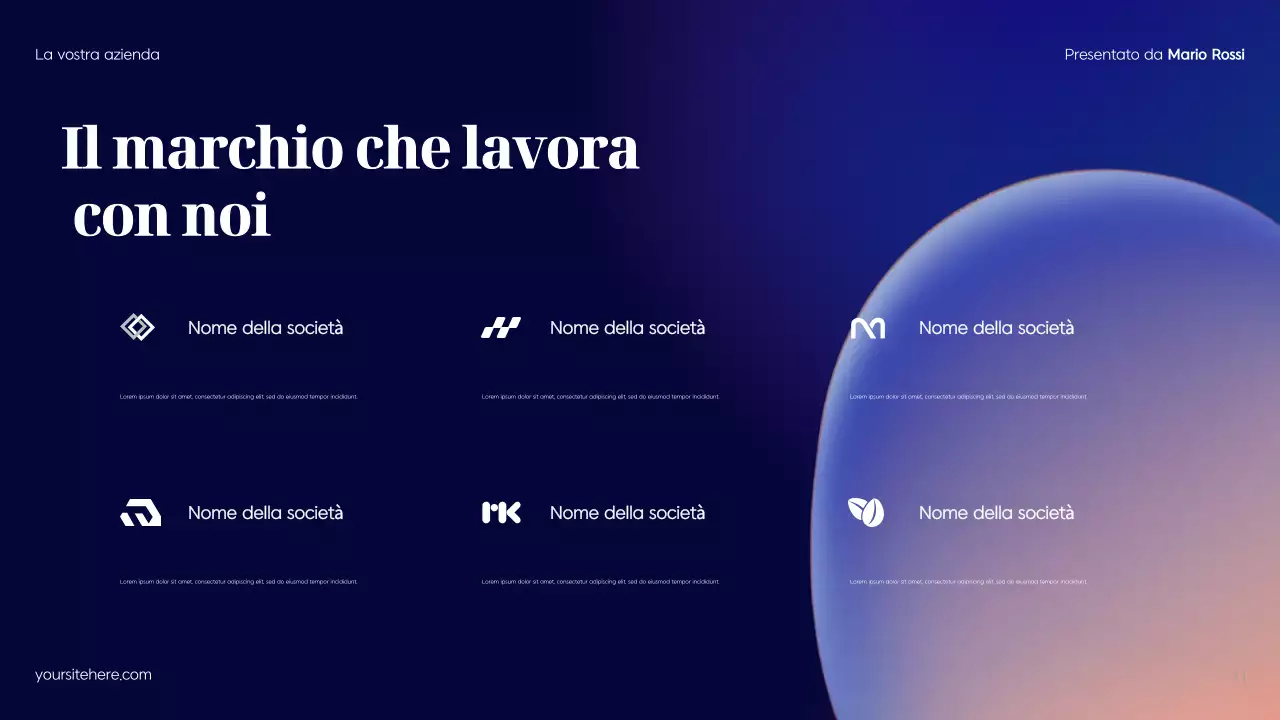 Piano pubblicitario moderno blu