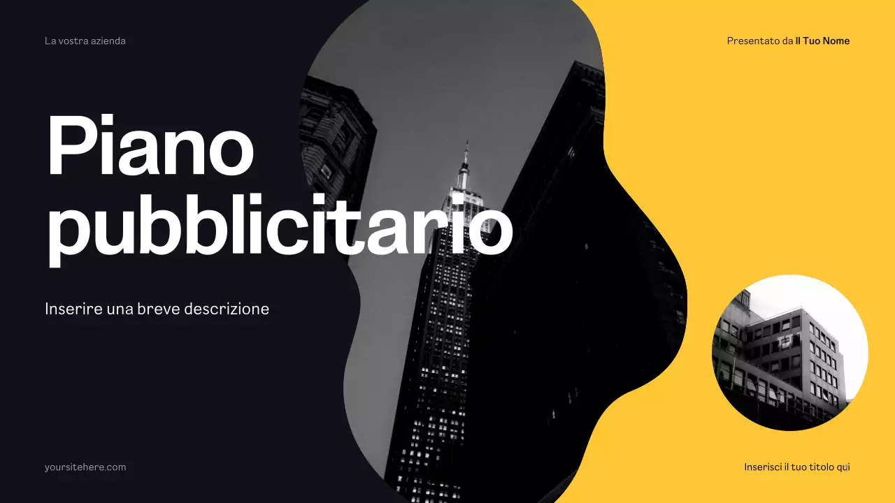 Piano pubblicitario giallo moderno