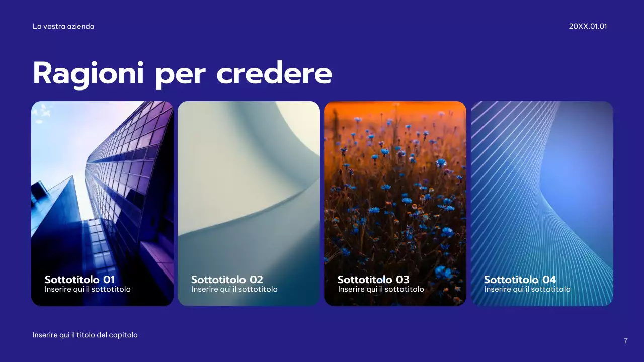 Piano pubblicitario moderno blu