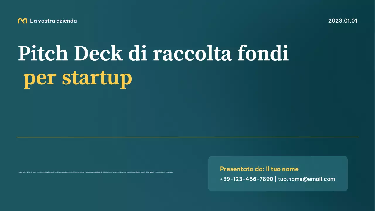 Presentazione professionale Teal Startup