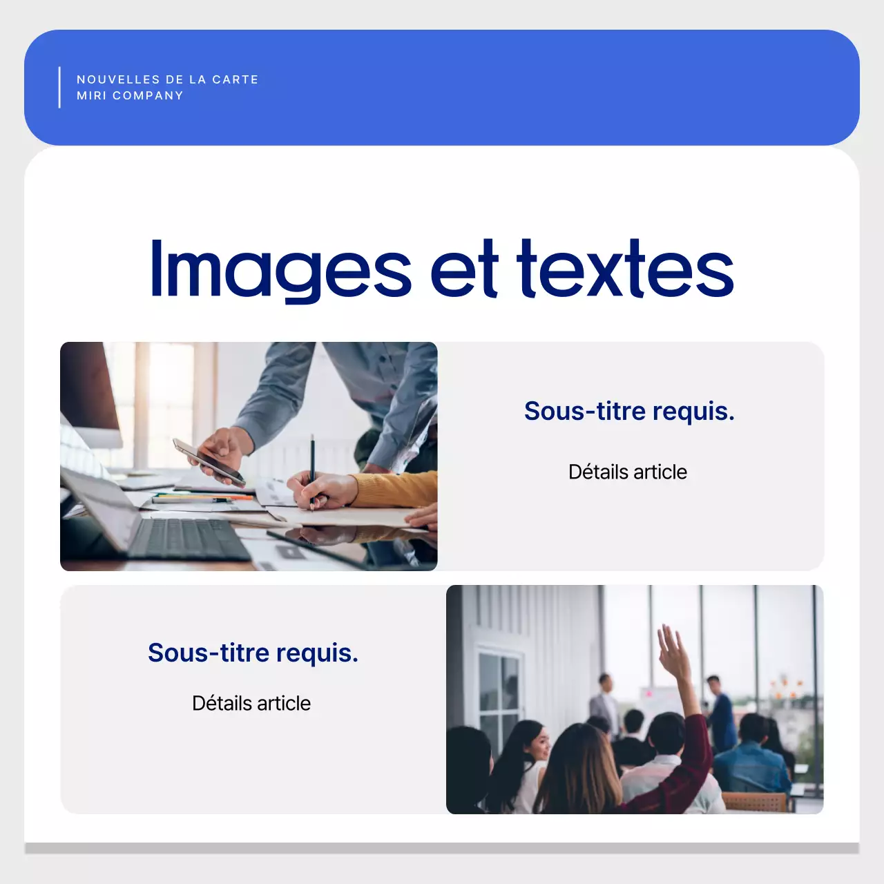 Postes d'affaires simples en bleu