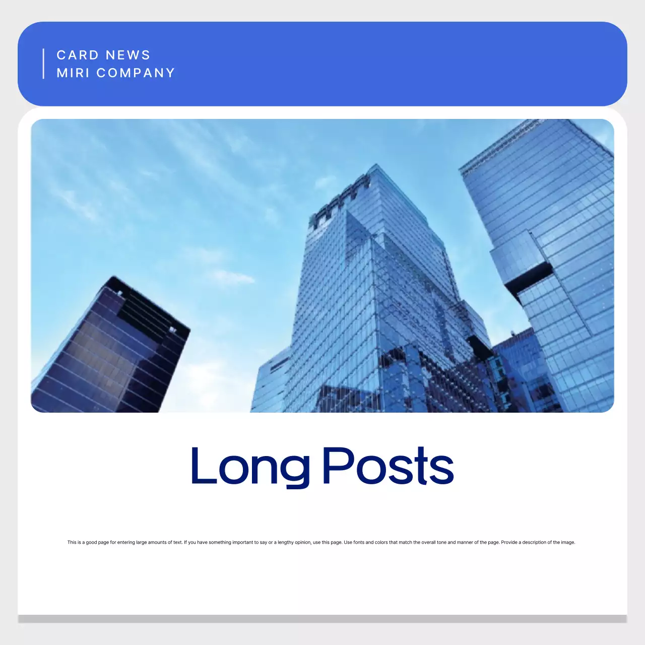 A simple business post in blue