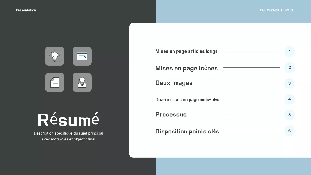 Un plan d'entreprise simple en gris et bleu clair