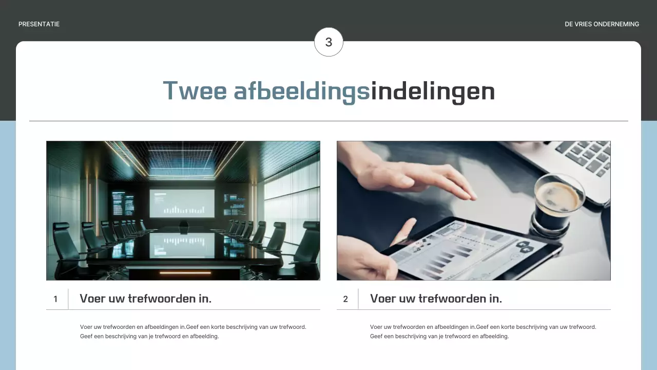Een eenvoudig ondernemingsplan in grijs en lichtblauw