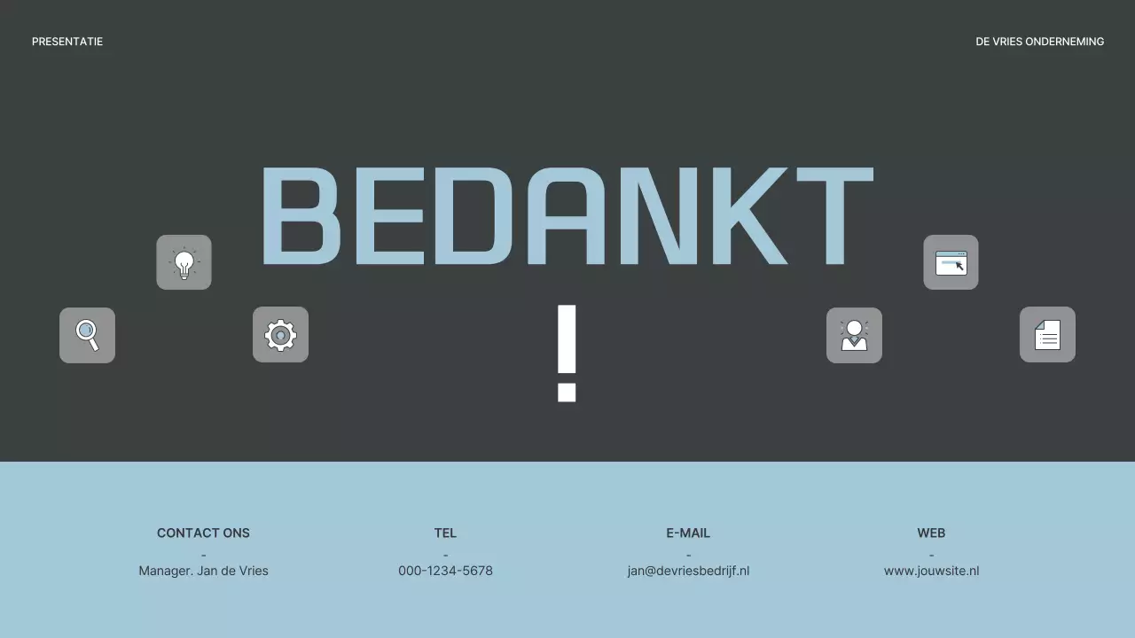 Een eenvoudig ondernemingsplan in grijs en lichtblauw