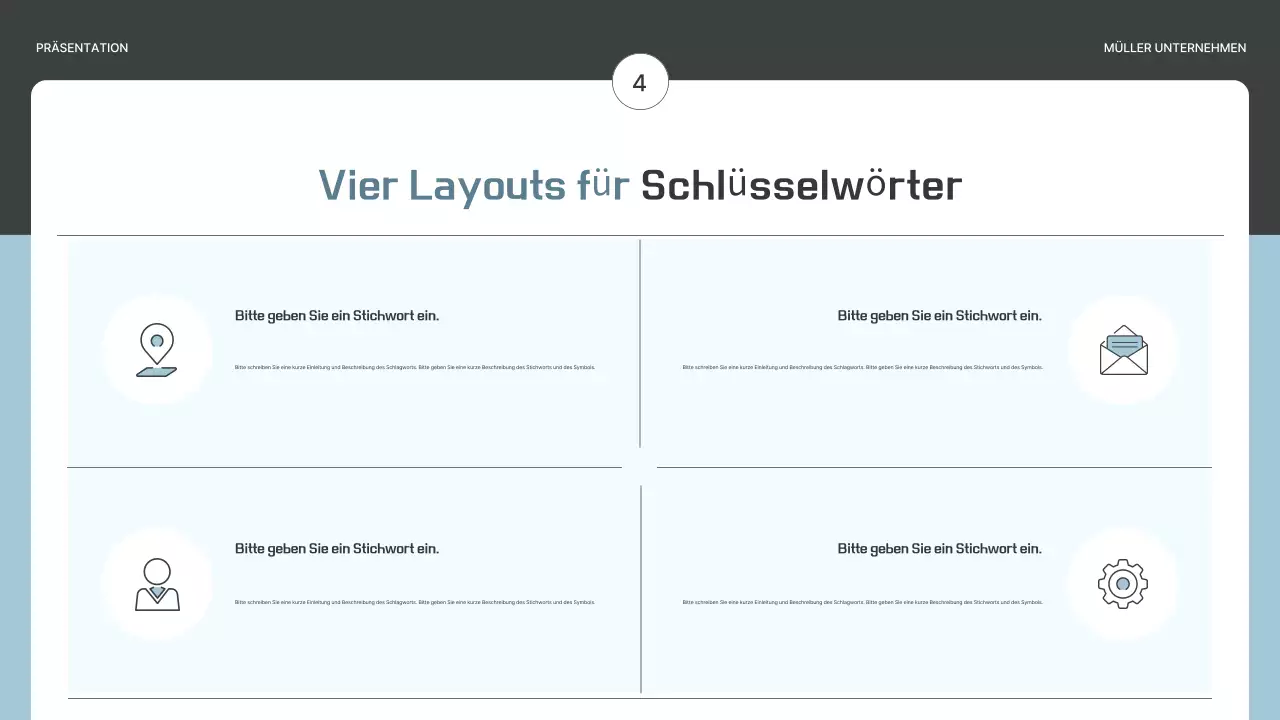 Ein einfacher Geschäftsplan in Grau und Hellblau