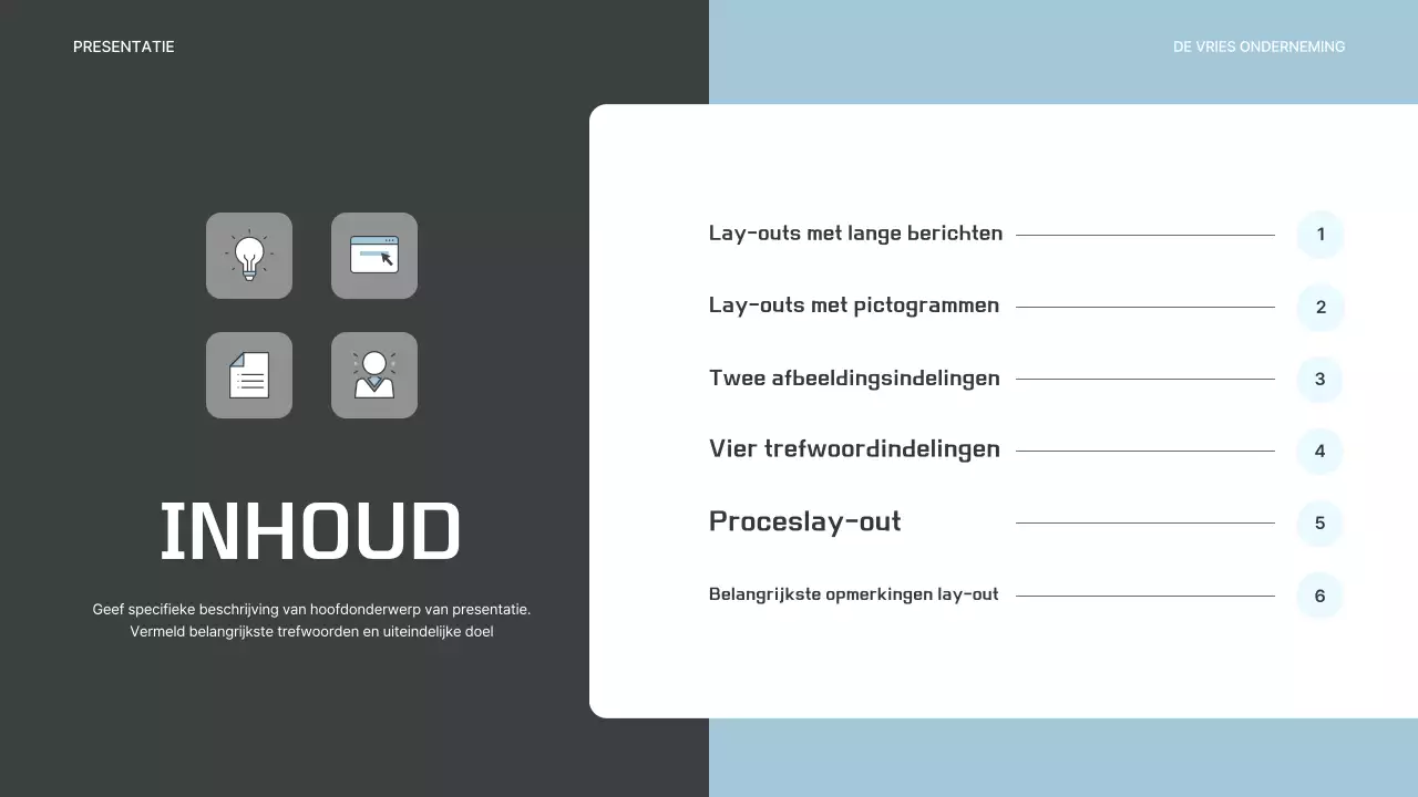 Een eenvoudig ondernemingsplan in grijs en lichtblauw