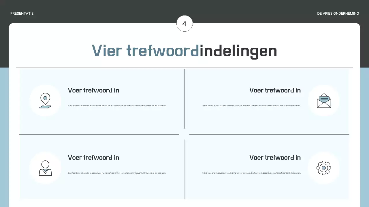 Een eenvoudig ondernemingsplan in grijs en lichtblauw